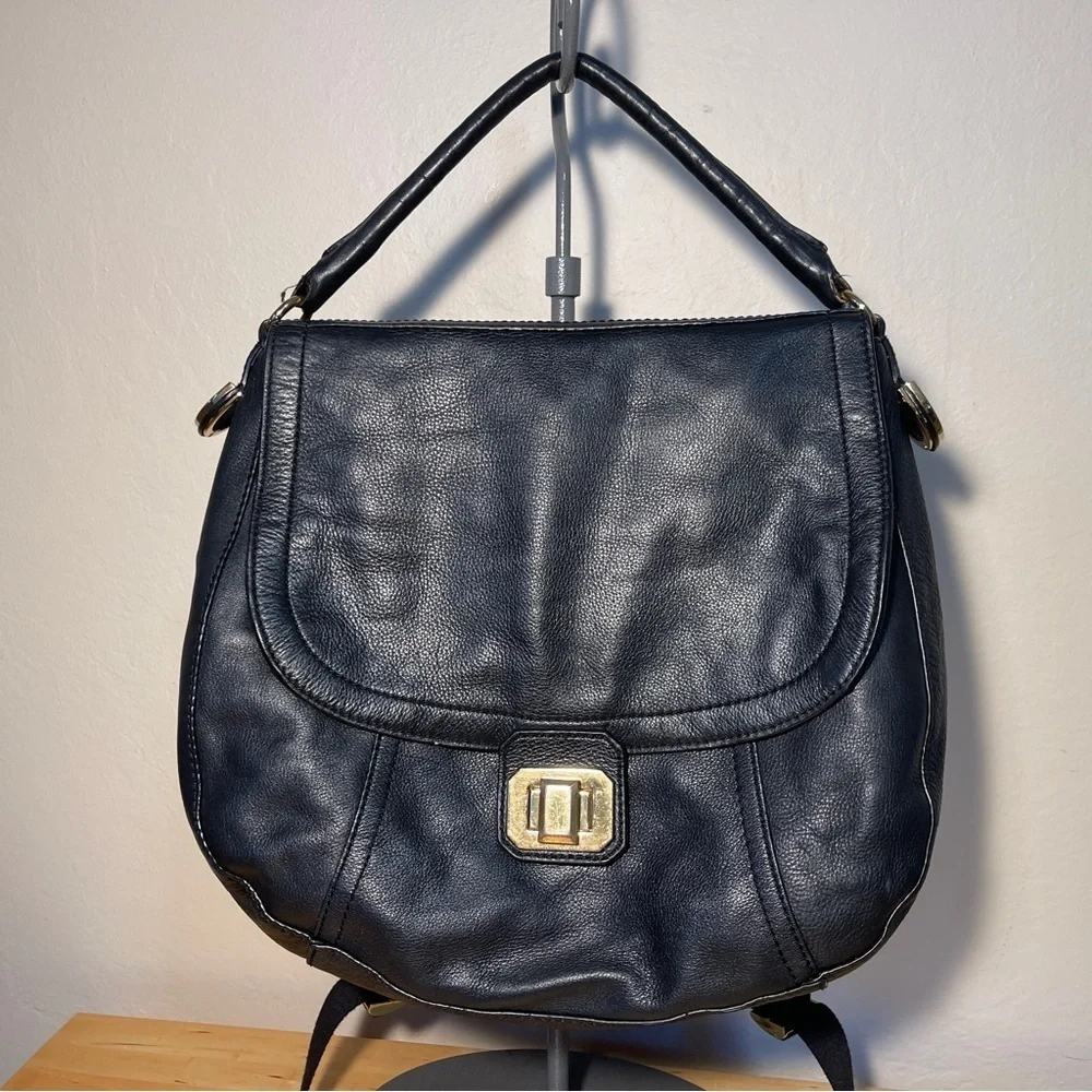 Vintage Y2K Juicy Couture Black Leather Convertible Backpack Shoulder Bag